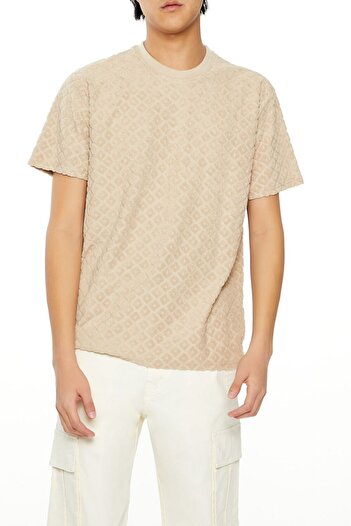 Forever 21 Kadife Dokulu Geometrik Desenli Tişört