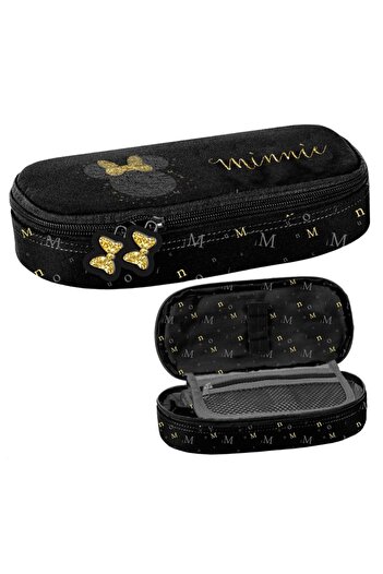 zola Unlined pencil case, Disney Minnie Mouse, 1 compartment, 23 x 10 x 5 cm, black/gold