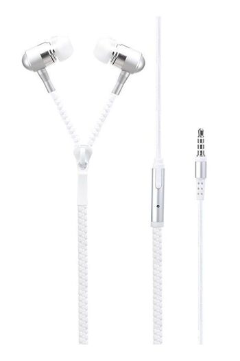 Generic In-Ear Zipper Stereo Headphone With Mic White