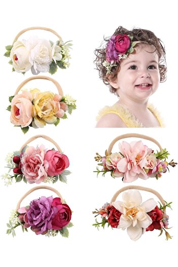 erorex Girls Headband 6 Pack Delicate Floral Rose Headbands Flower Super Stretchy Cute Nylon Headbands