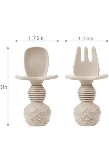 erorex 6 Pack Silicone Baby Spoons Fork Feeding Set Anti Choke First Self Feeding Utensils Baby Led