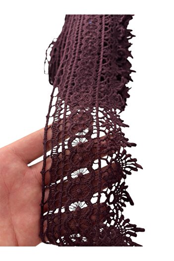Cancanlı Kumaşçılık Dark Burgundy Guipure Lace Ribbon Edge Trim Cotton 10 Meters