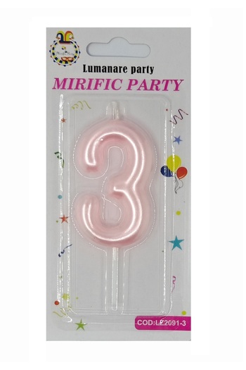 SDX Market Cake candle, number 3, Pearl Pink