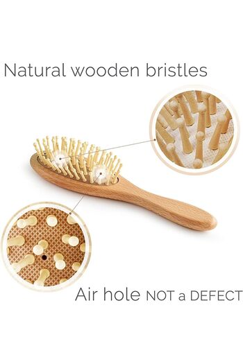 erorex Premium Wooden Baby Hair Brush Comb Set Natural Soft Bristles Ideal Cradle Cap Perfect Baby