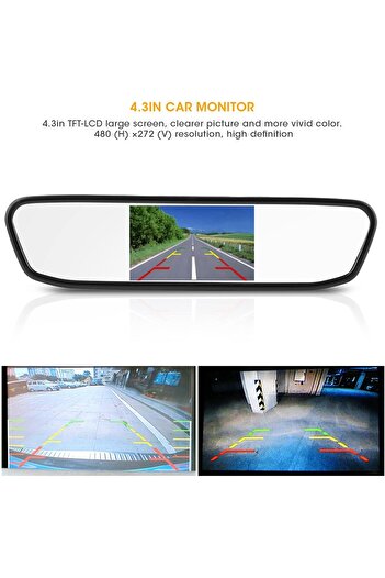 erorex Mirror Dash Cam Car, 4.3 Backup Smart Rearview Mirror Camera, Waterproof Hd 1080P Front Rear 170°