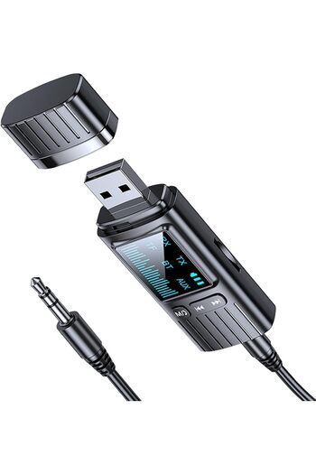 erorex Bluetooth 5.4 Transmitter Receiver 2--1, Usb Powered Mini Wireless Audio Adapter 3.5Mm Aux & Led