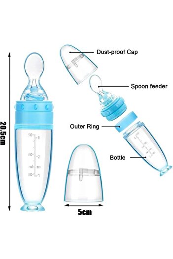 erorex 2 Pack Silicone Baby Squeeze Feeding Bottle Baby Food Feeder Squeeze Feeding Spoons Suction Cup
