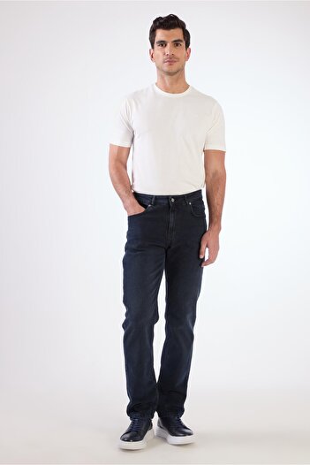 Dufy Dark Navy Regular Fit Men's Denim Trousers