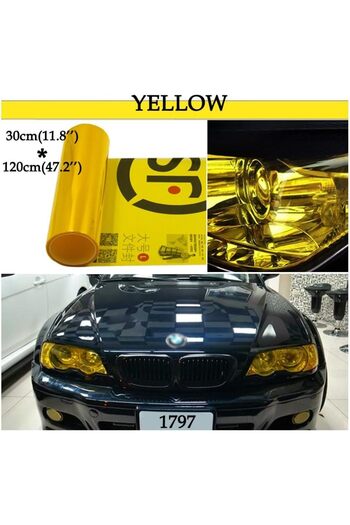 erorex Car Light Tint Film Headlight Fog Light Taillight Yellow Tinted Vinyl Tail Back Color Sticker Self