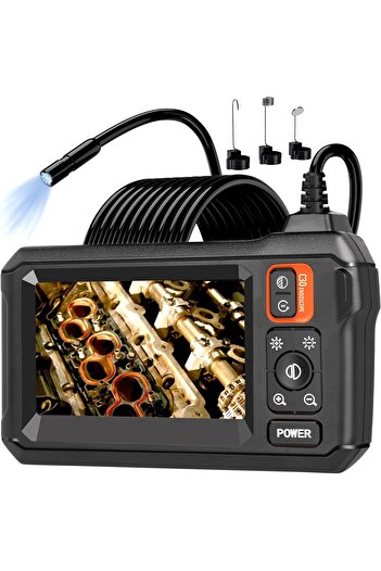 erorex Endoscope Camera Light, Borescope Camera 4.3" Ips Screen, 1080P Hd 8 Led Lights, 16.4Ft Semi-Rigid
