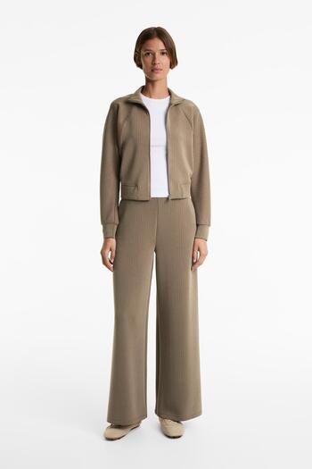 Oysho Straight-leg striped trousers with soft-touch modal