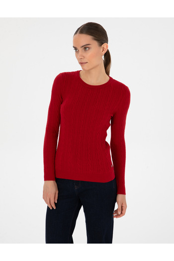 Pierre Cardin Red Ex. Slim Fit Knitted Patterned Sweater 50316334-Vr030