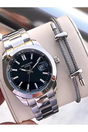 Lee Cooper Water Resistant Steel Cord with Italian Bracelet Set 2 Years Warranty Does Not Throw Color Vs.Bl