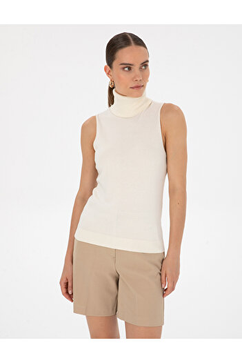 Pierre Cardin Ecru Slim Fit Turtleneck Sweater 50316336-Vr019