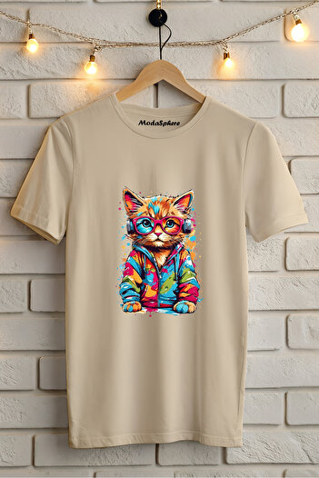 AR&YOS Μπλουζάκι Unisex Oversize με στάμπα Cat