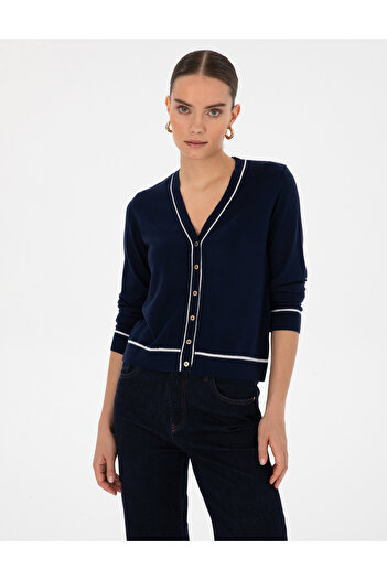 Pierre Cardin Lacivert Slim Fit Triko Hırka 50316344-VR033