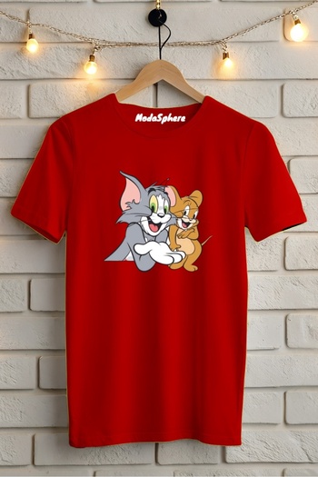AR&YOS Tom and Jerry Printed Unisex Oversize T-Shirt Oversize