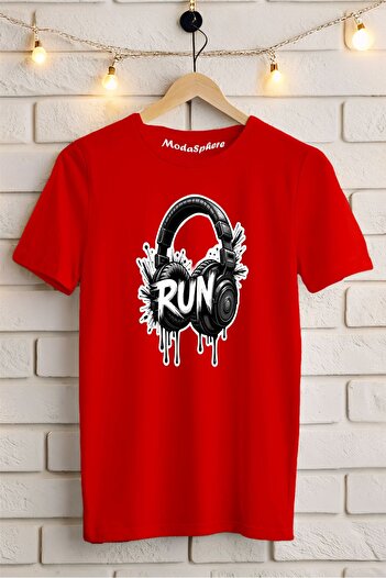 AR&YOS Run Headphones Printed Unisex Oversize T-Shirt