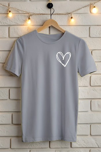 AR&YOS Minimal Heart Printed Unisex Oversize T-Shirt