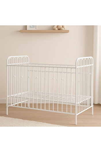 Cady One metal baby bed adjustable with 3 levels 127*103*70, with guardrails (without mattress)