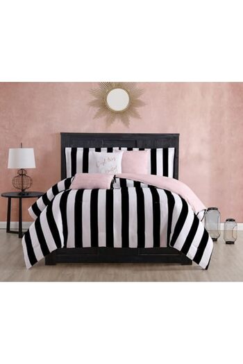 STOREMAX Snshop Couture Jyz010171 Cabana Striped 6 Piece Reversible Set, King, Canaba Striped Black
