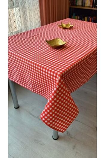 STOREMAX Snshop Tablecloth Gingham Patterned Duck Linen 150 X 180 cm (Red) 467437