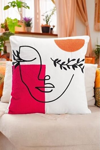 STOREMAX Snshop Bohemian 45X45 Special Design Punch Screen Pattern Decorative Throw Pillow Cover Modern White