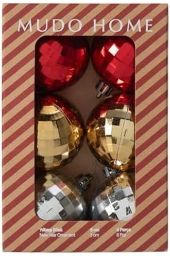 STOREMAX Goldwhirl Concept Disco Grid Christmas Ornament 6'Li 5 cm Trendflash 467437