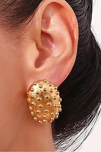 CAŞ DEKORASYON Gold Color Metal Earrings (Pair)