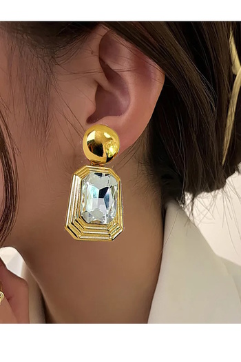 CAŞ DEKORASYON Gold Color Rhinestone Earrings (Pair)