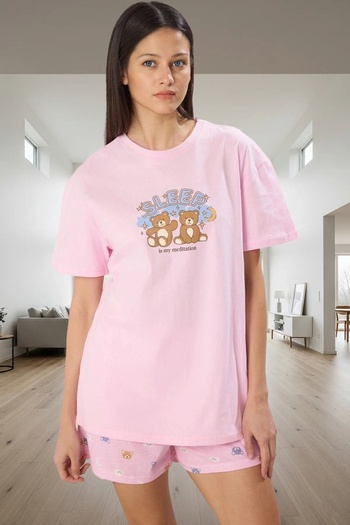 PayBuy Women's Teddy Bear Patterned Cotton Pajama Set Premium Quality Distinguished Material for Comfortable Sleep Enjoyment