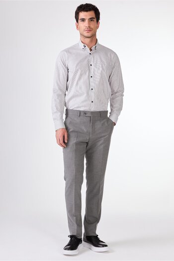 Dufy Dark Gray Men's Regular Fit Straight Trousers