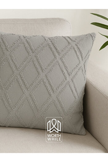 WorthWhile Vera Chenille Throw Pillow Case – Gray 43X43 cm (30X50 – 40X60 Size Options)