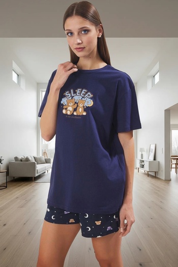 PayBuy Women's Teddy Bear Patterned Cotton Pajama Set Premium Quality Distinguished Material for Comfortable Sleep Enjoyment