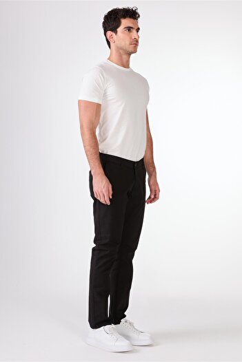 Dufy Black Side Pocket Straight Regular Fit Men's Trousers