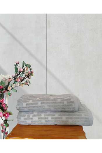 Nurpak 100% Cotton Rug Bathroom Set 1 Piece 50X90 cm and 1 Piece 90X150 cm Size Towel