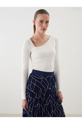 LC Waikiki Sparkling Choices from Shining Store |   Asymmetrical Collar Women's T-Shirt