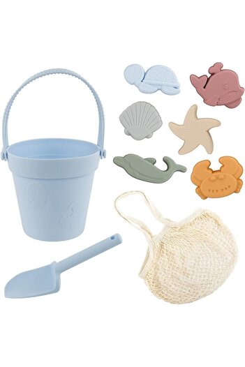 erorex 9Pcs Silicone Sand Toys Baby Portable Beach Bag Kids Beach Set Beach Toy Molds Shovel Bucket Set