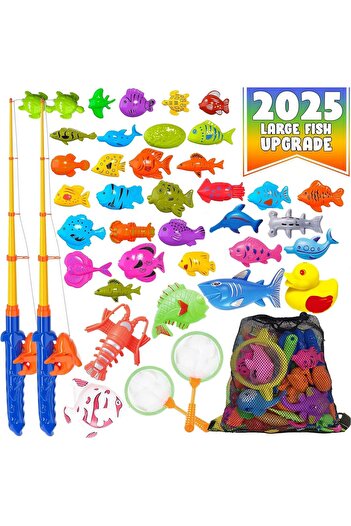 erorex Magnetic Fishing Pool Toys Game Set Kids Water Table Bathtub Kiddie Party Toy Pole Rod Net Floating