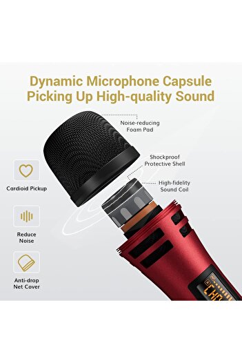 TONOR Rechargeable Wireless Microphones 5 Channels for Karaoke, Singer, DJ, Party, Speech, Black