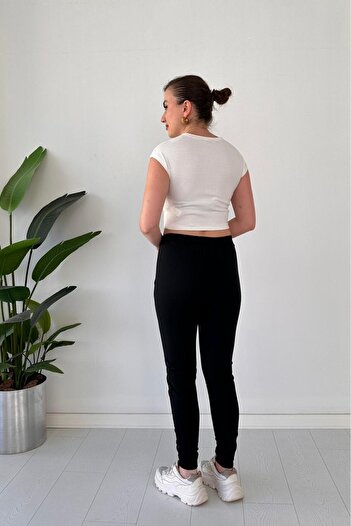 MaziButik Γραπτό Sweatpants Μαύρο