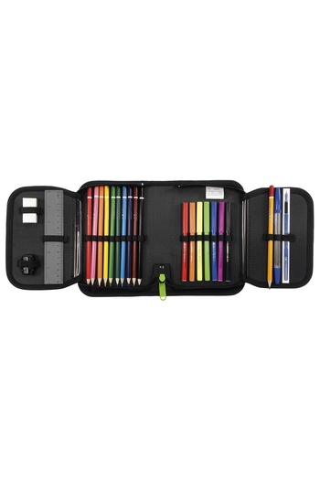 zola Equipped pencil, 23 pieces, 1 clasp, 2 flaps, Rainbow design, 20 x 13 x 4 cm
