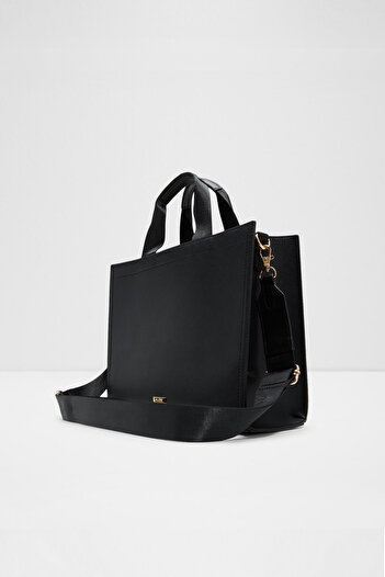 Aldo Mtl72Tote - Women's Medium Size Black Removable Pouch Removable Woven Strap Shoulder and Hand Bag