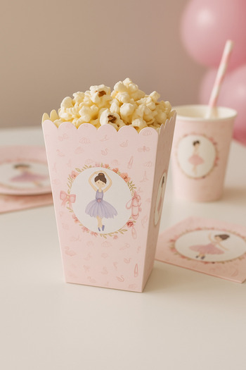 Partifabrik Ballerina themed corn box 8 pieces