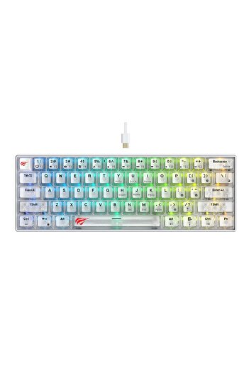 Havit Compact Gaming Keyboard, RGB, USB-C, 200mA, 1.8m, KB903L, White