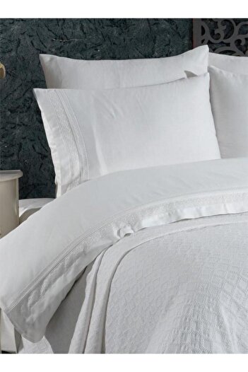 irina Belardi bedding set with pique 7 pcs silver white