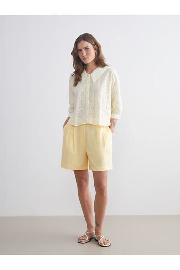 LC Waikiki Sari Bebe Collar Openwork Embroidered Women's Shirt
