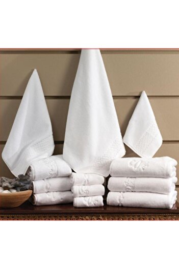 irina Belardi embroidered towel set 3 piece bonera white