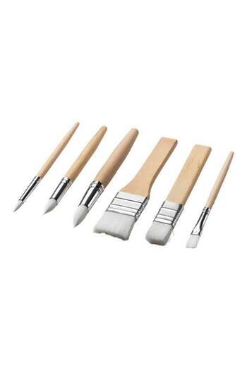 Generic 6 Piece Paint Brush Set Beige/Silver/White