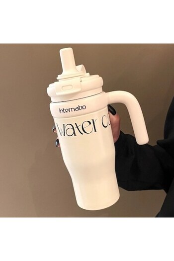 Mixbo Thermos Mixbo, 550 ml, stainless steel, white, with straw and handle